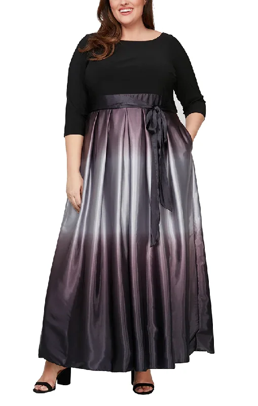 SL Fashions 9451111 Plus Size Ombre Satin Long Formal Ballgown