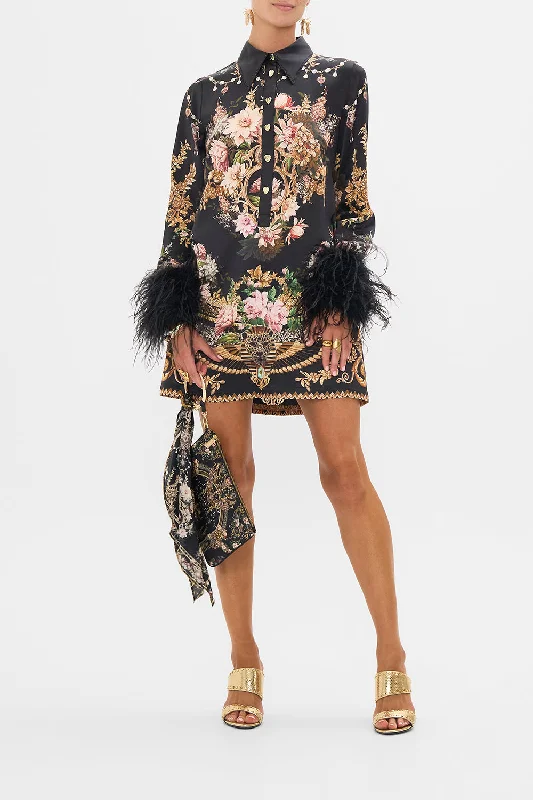 MINI SHIRT DRESS WITH FEATHERS DYNASTY DAZE