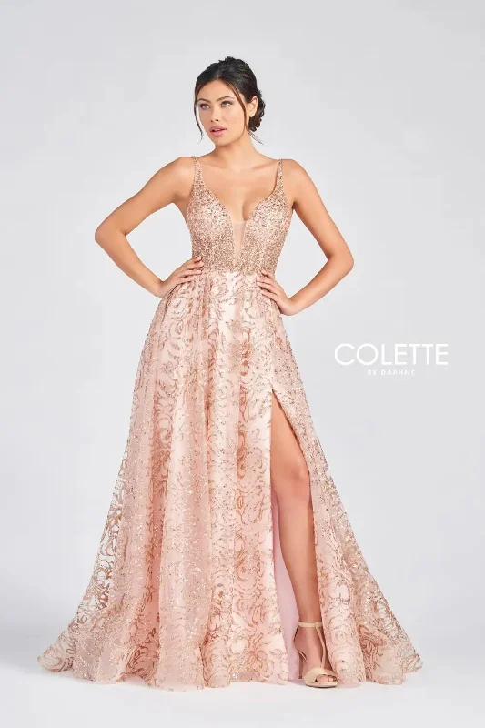 Colette CL12257 Beaded Long Sequin Prom Formal Dress