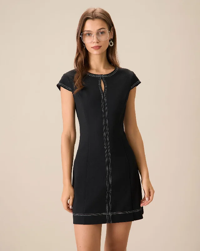 Black Contrasting Mini Dress | Black