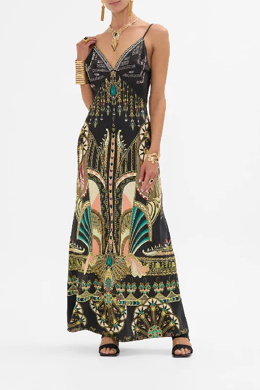 V NECK FULL LENGTH BIAS SLIP DRESS THEY CALLED HER NEFERTARI