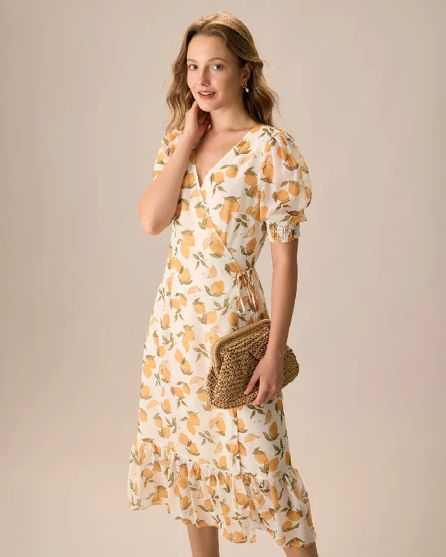 The Yellow Lemon Wrap Midi Dress | Yellow