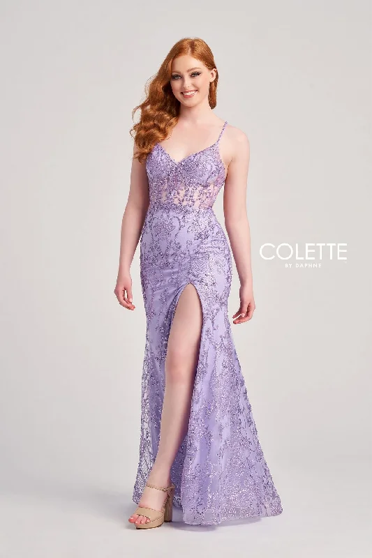 Colette CL5203 Fitted Long Formal Sequin Glitter Prom Dress