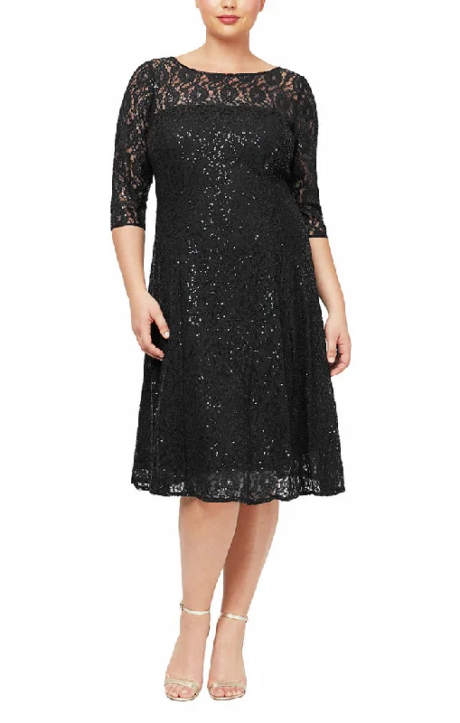 SL Fashions 9419133 Plus Size Sequin Lace Cocktail Dress