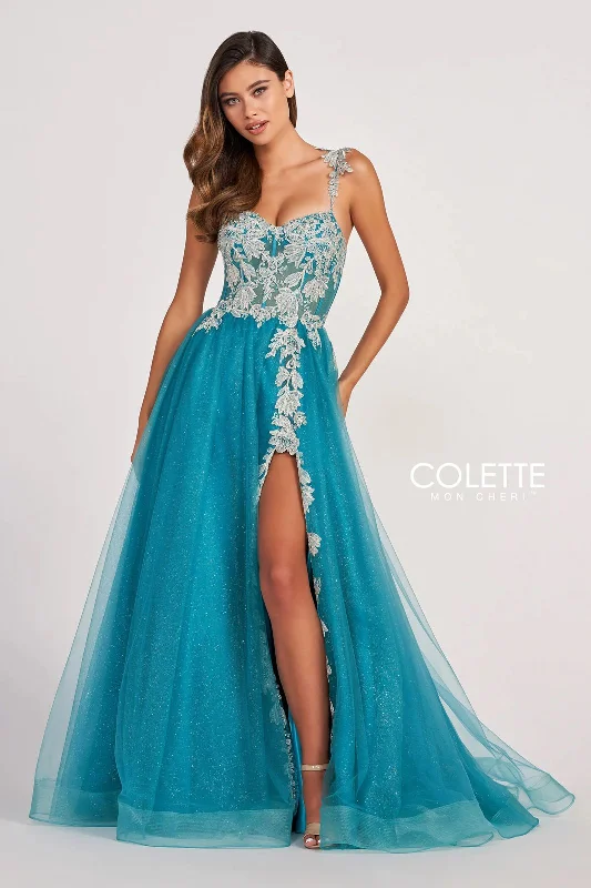 Colette CL2020 Glitter Prom Applique Long Formal Ball Gown