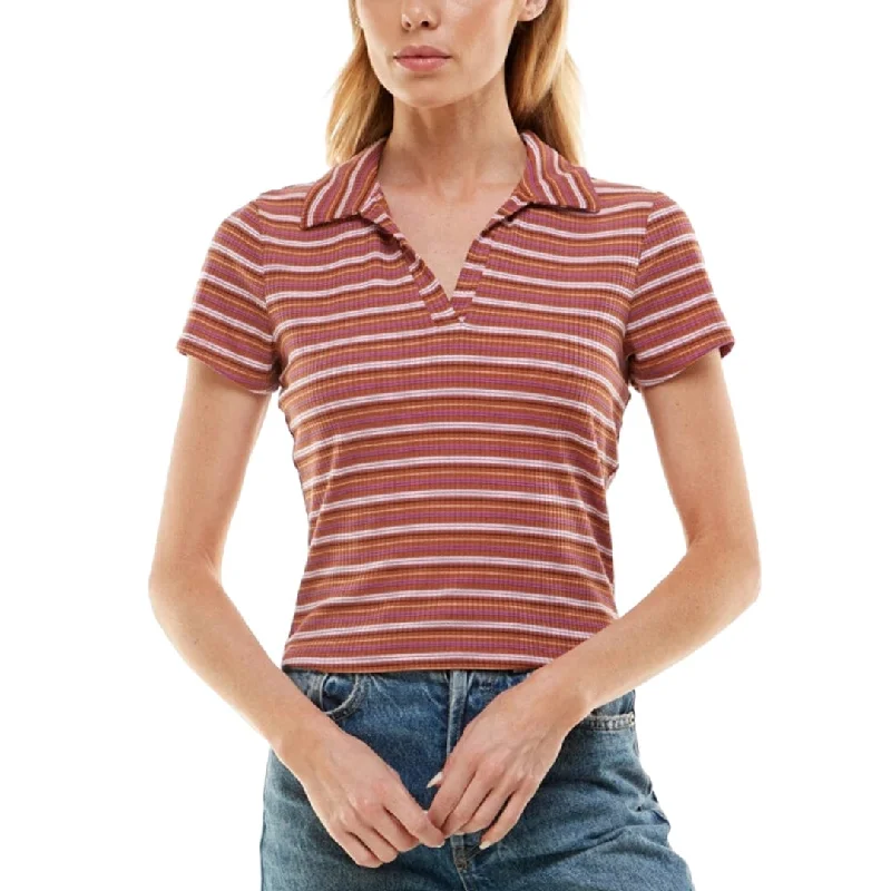 ULTRA FLIRT - Striped Ribbed Polo T-Shirt