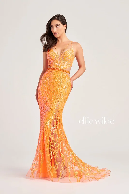 Ellie Wilde EW35007 Long Beaded Formal Fitted Prom Dress