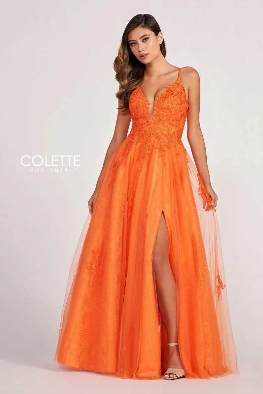 Colette CL2025 Beaded Applique Long Formal Prom Dress