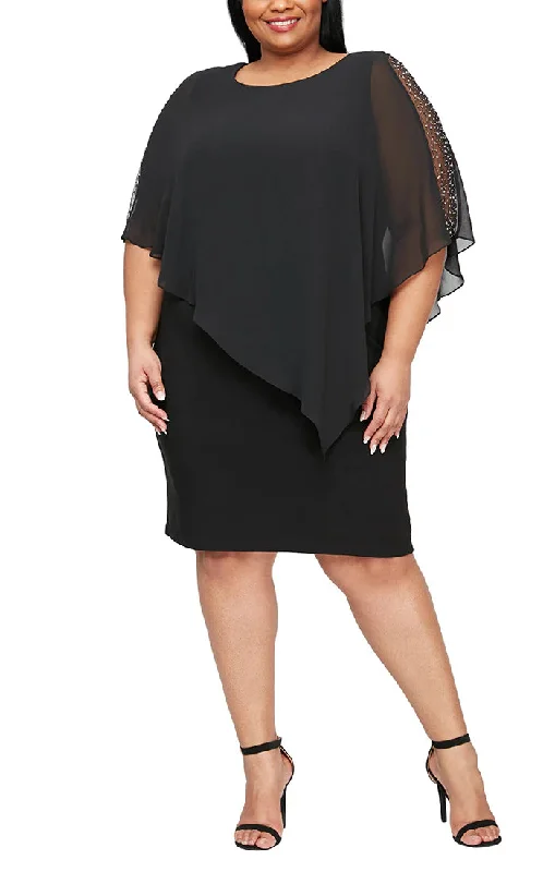 SL Fashions 9477437 Plus Size Jersey Short Cocktail Dress