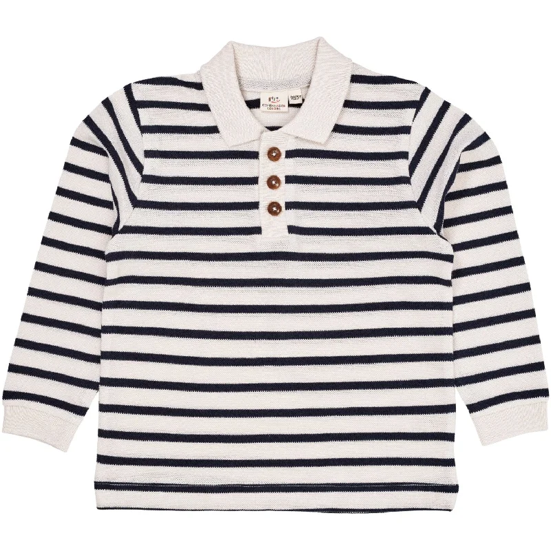 Copenhagen Colors Navy/Cream Stripe Striped Pique Polo