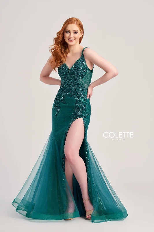 Colette CL5122 Glitter Prom Long Beaded Formal Dress