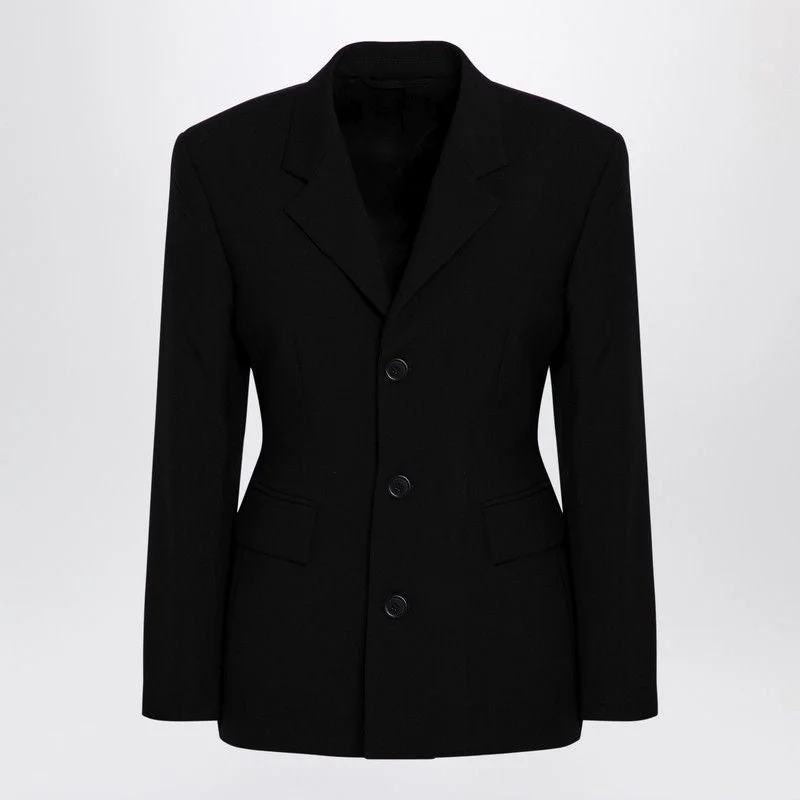 BALENCIAGA Elegant Black Wool Single-Breasted Jacket