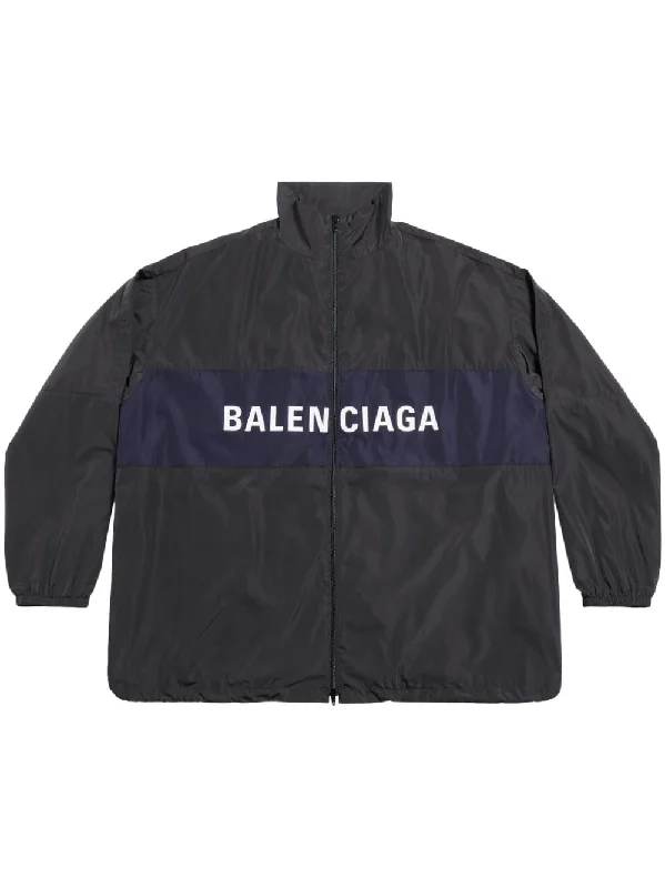 BALENCIAGA Logo Lettering Windbreaker Jacket in Techno Micro Faille for SS24