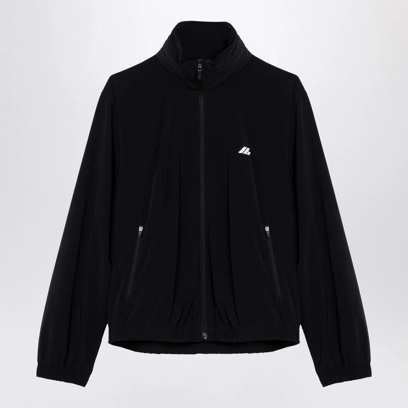 BALENCIAGA Sleek Black Nylon Stretch Windbreaker Jacket