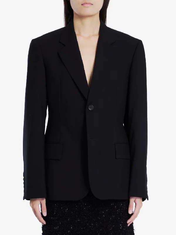 BALENCIAGA Elegant Peak Lapel Wool Jacket