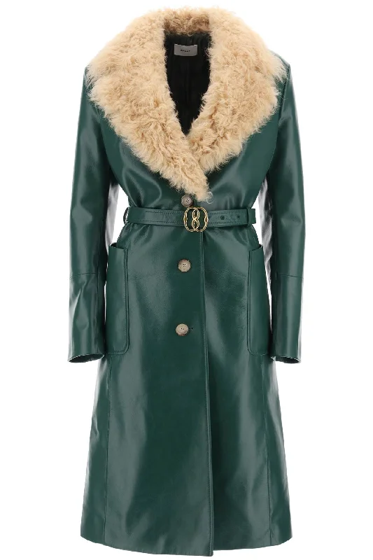 BALLY Faux Shearling Jacket with Adjustable Waist - Green FW23