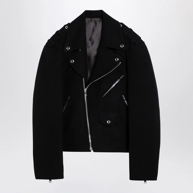 BALMAIN Luxury Cropped Wool Biker Jacket