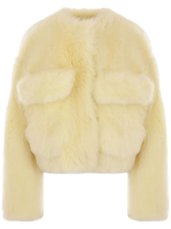 BOTTEGA VENETA Toscana Crop Jacket in Shearling - Yellow