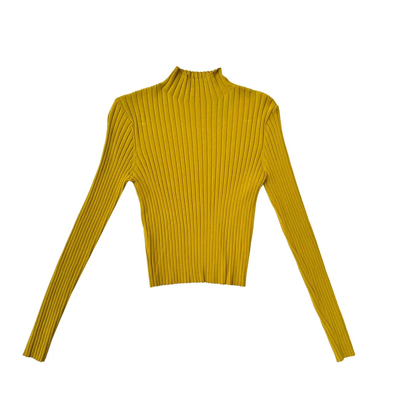 Chartreuse Ribbed Mock Neck Sweater