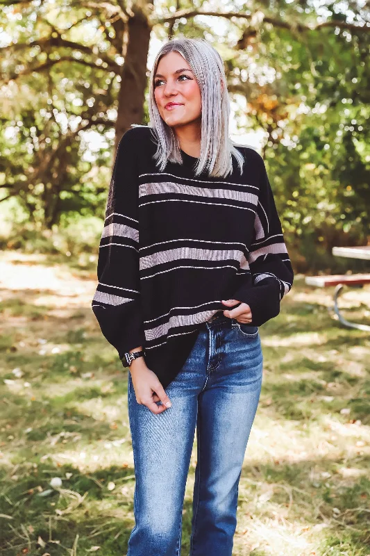 Thankful Sweater-Black/Taupe