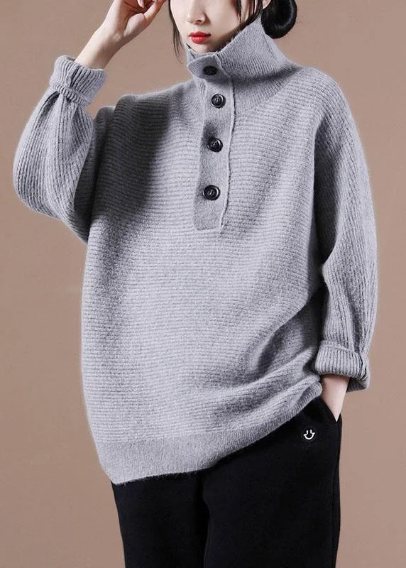 Boutique Grey Knit Casual Fall Sweater