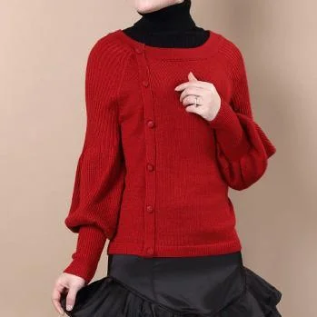 Burgundy Buttons woolen sweater shirt