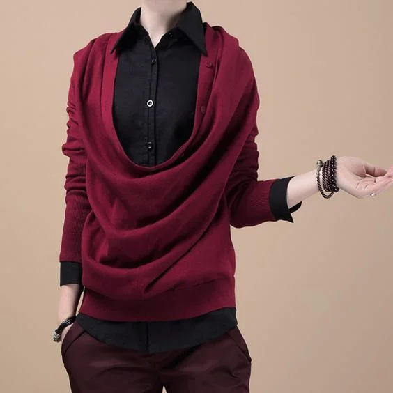 Burgundy knitted oversize sweater top