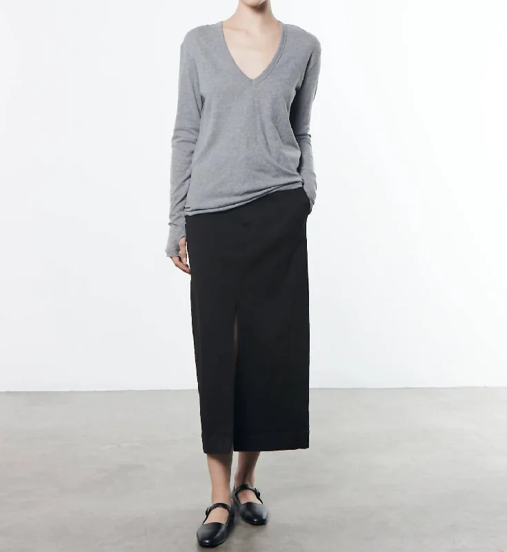 Cashmere Loose Long Sleeve Tee In Smoke