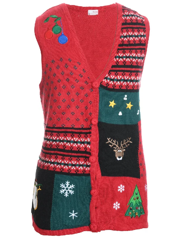 Festive Season Christmas Sweater Vest - L