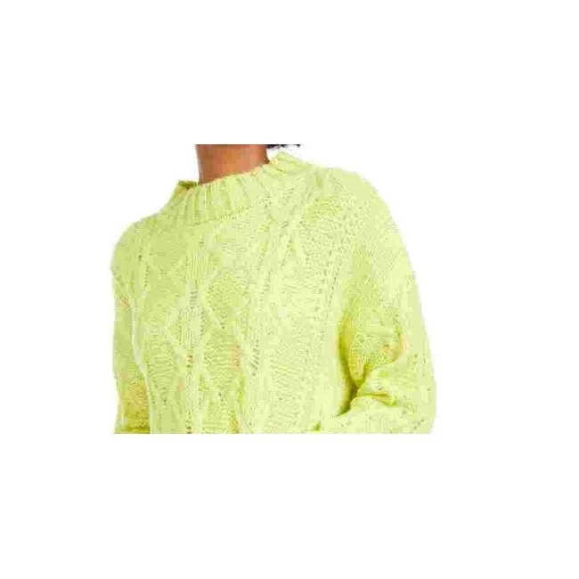 Hooked Up Women's Green Patterned Long Sleeve Crew Neck Blouse Top Green Size Medium