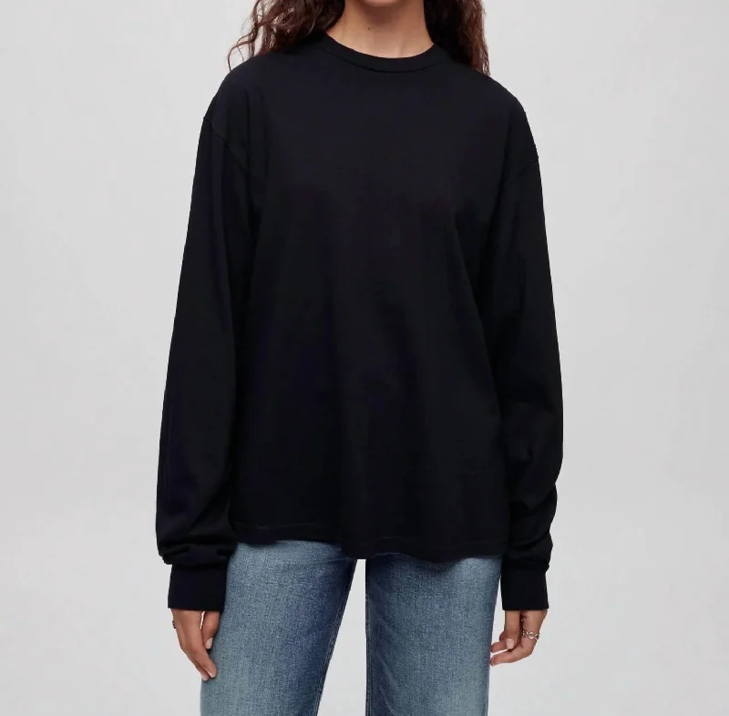 Long Sleeve Boyfriend Tee In Black