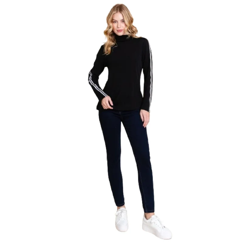 Long Sleeve Solid Mock Neck Casual Top