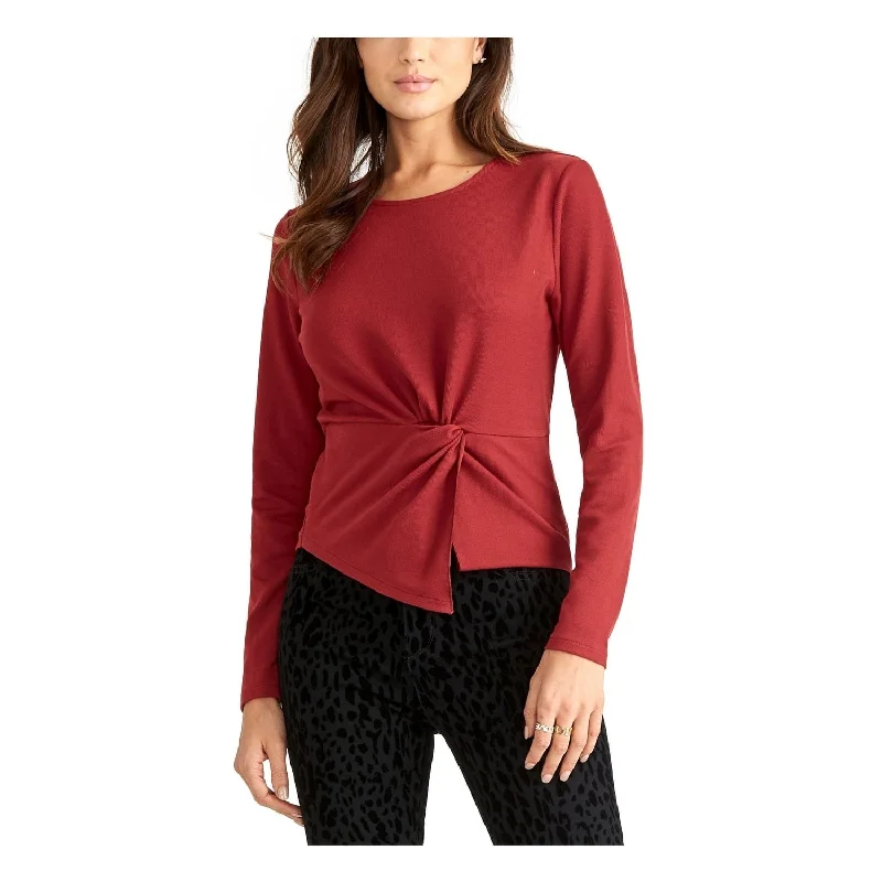 Rachel Roy Women's Long Sleeve Jewel Neck Top Brown Size X-Small