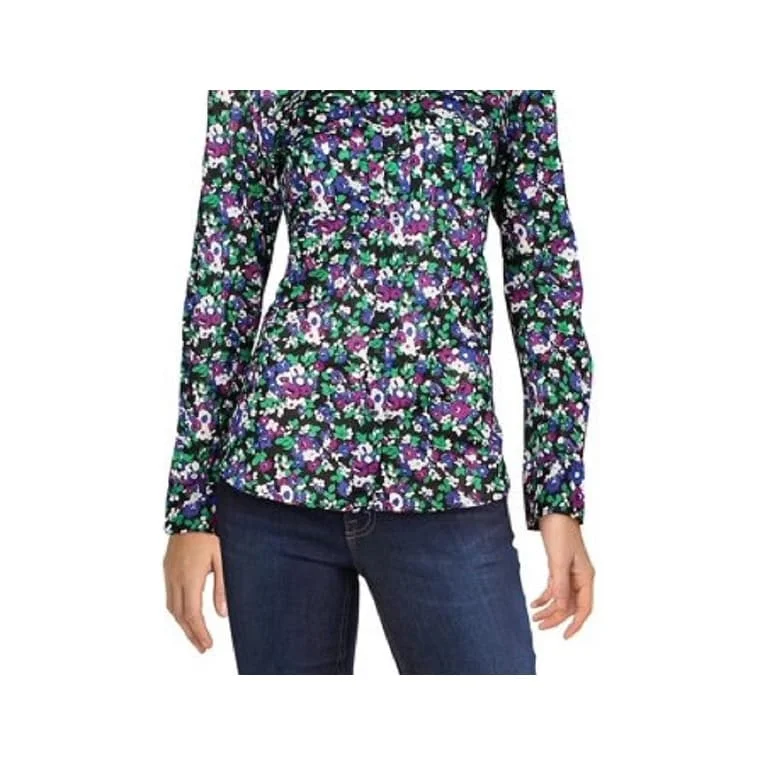 Ralph Lauren Women's Floral Long Sleeve Button-Down Top Black Size Small