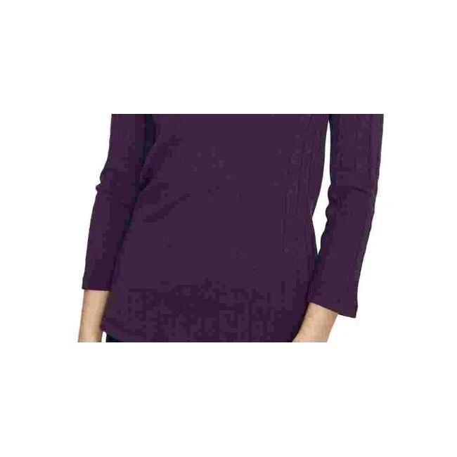 Sanctuary Women's Ruby Ribbed Long Sleeve Cotton Blend Tee Burgundy Purple Size Medium