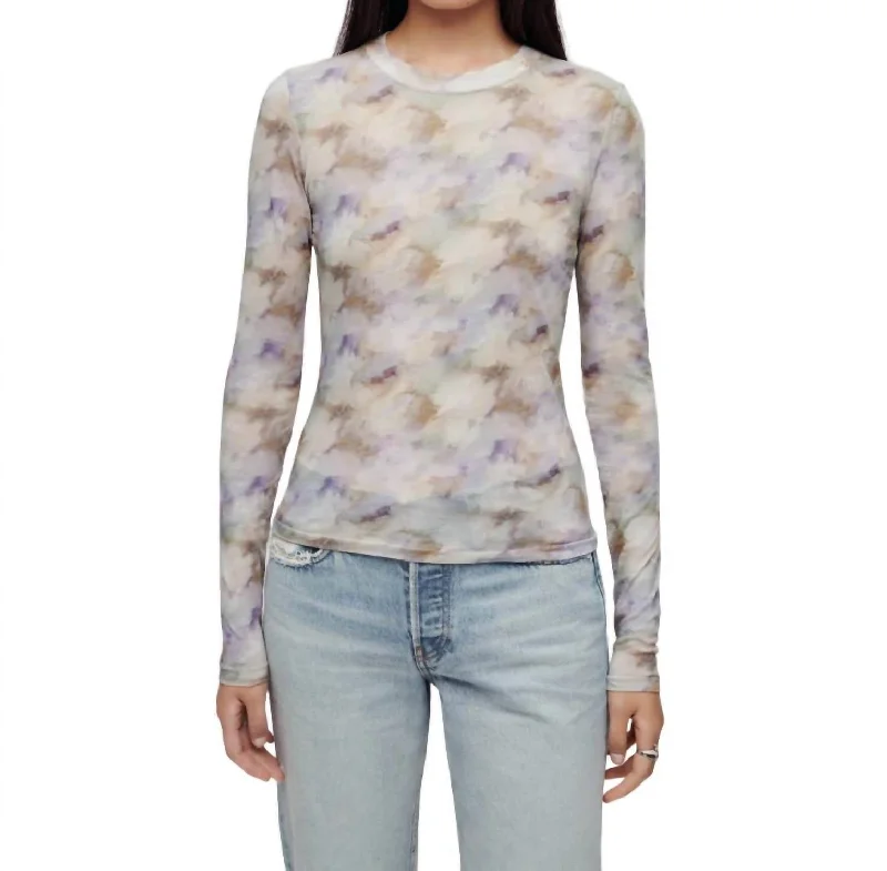 Sheer Long Sleeve Tee In Celestial Watercolor