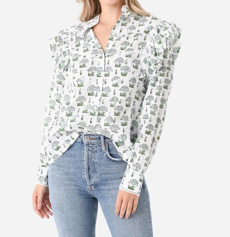 Shroom Long Sleeve Blouse In Green