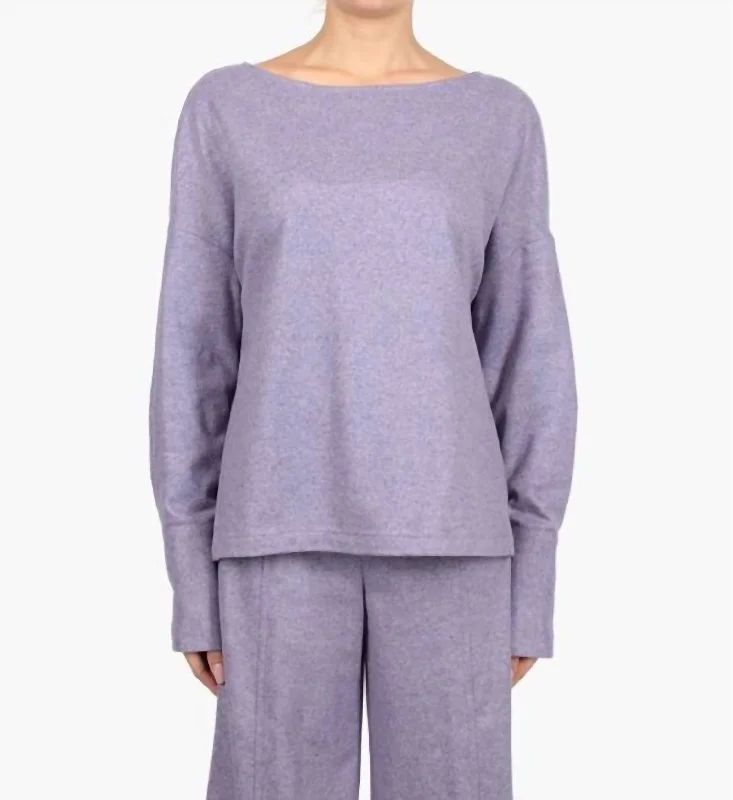 Boat Neck Cashmere Shirt In Lavender