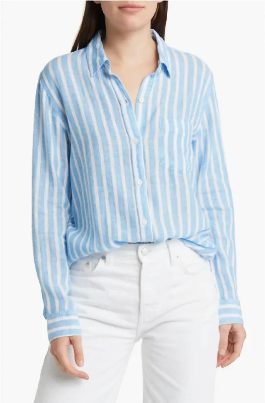 Charli Button Down Shirt In Lake Stripe