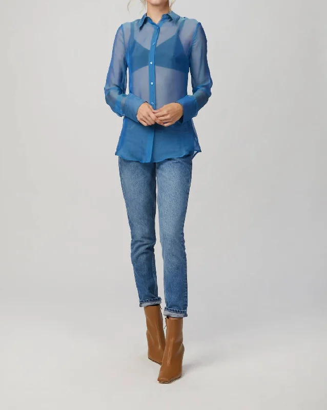 Chiffon Slim Shirt In Blue