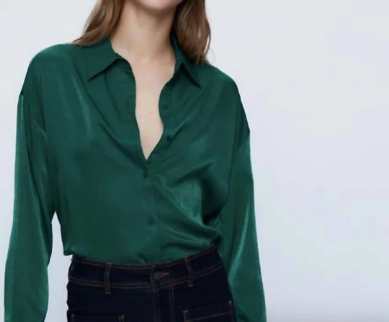 Long-Sleeved Fluid Shirt In Green