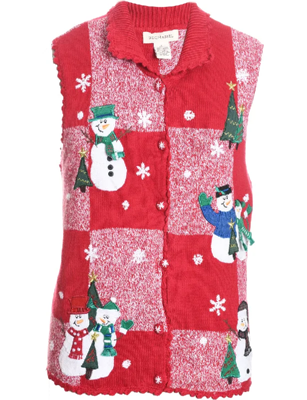 Snowman Christmas Sweater Vest - L