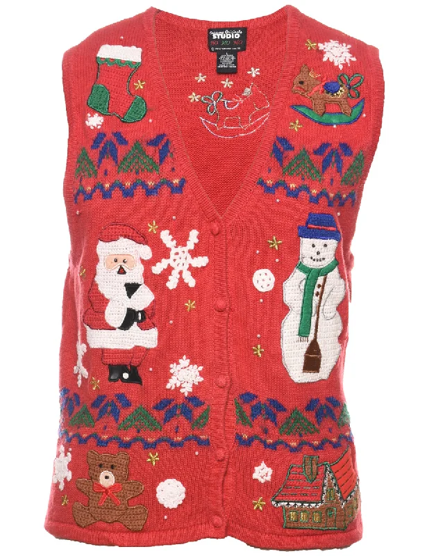 Snowman Christmas Sweater Vest - L