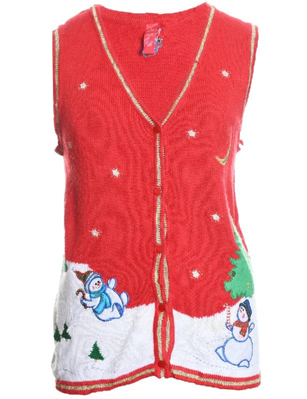 Snowman Christmas Sweater Vest - M