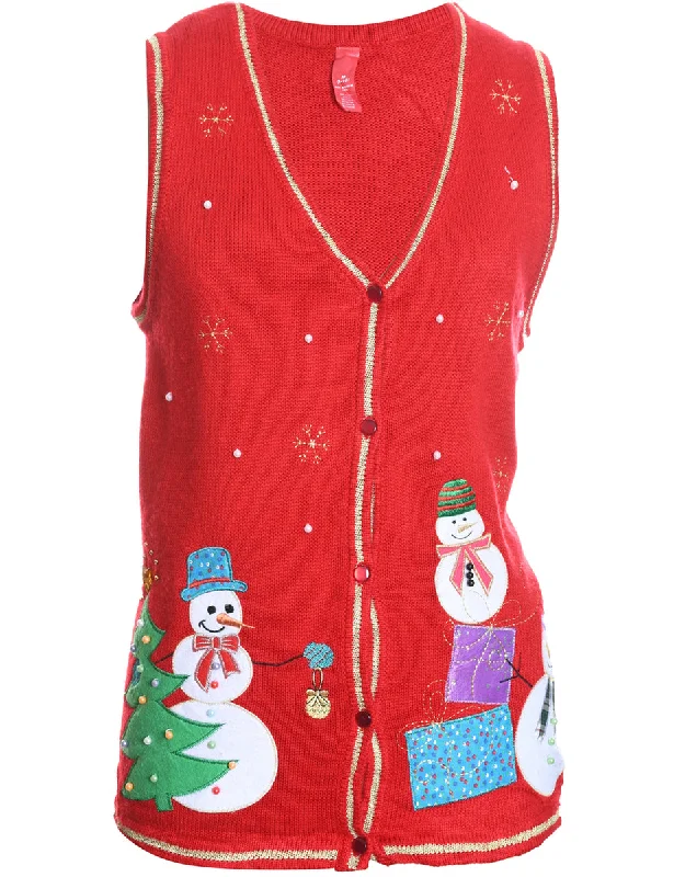 Snowman Christmas Sweater Vest - M