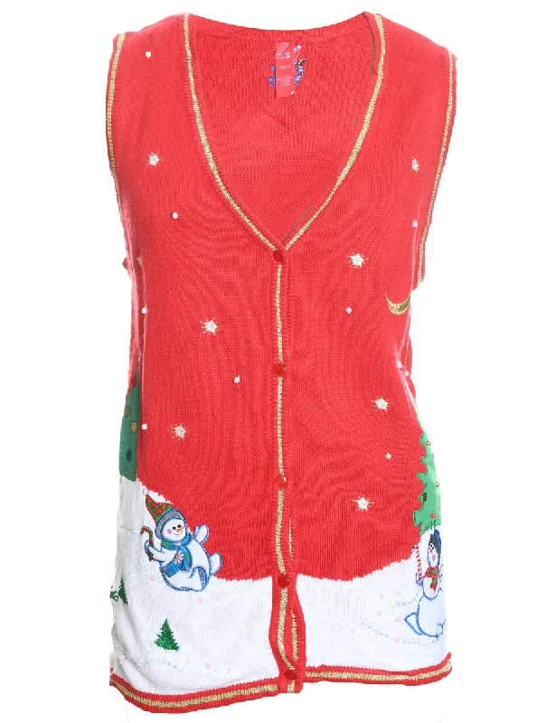 Snowman Christmas Sweater Vest - XL