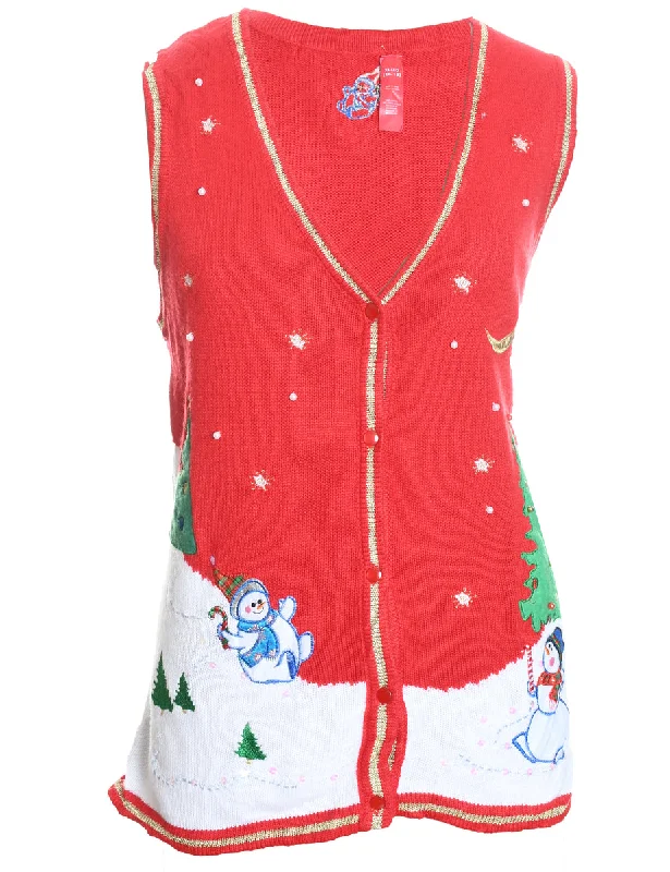 Snowman Christmas Sweater Vest - XL