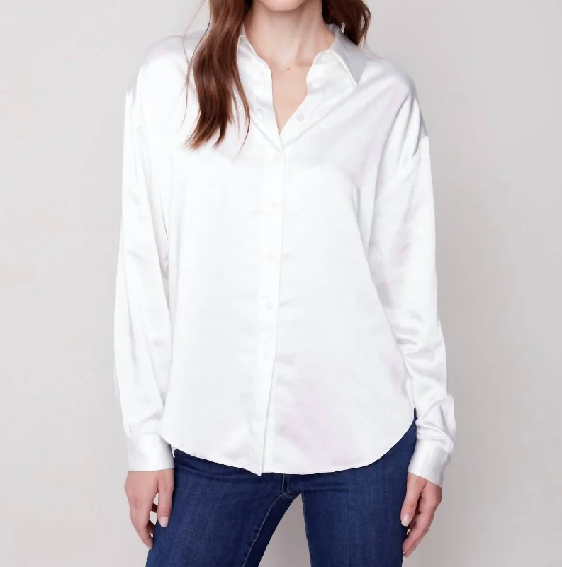 Solid Gutsy Satin Shirt In Ecru