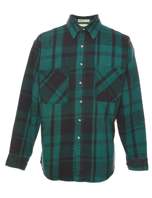 St. John Bay Checked Dark Green & Black Shirt - L