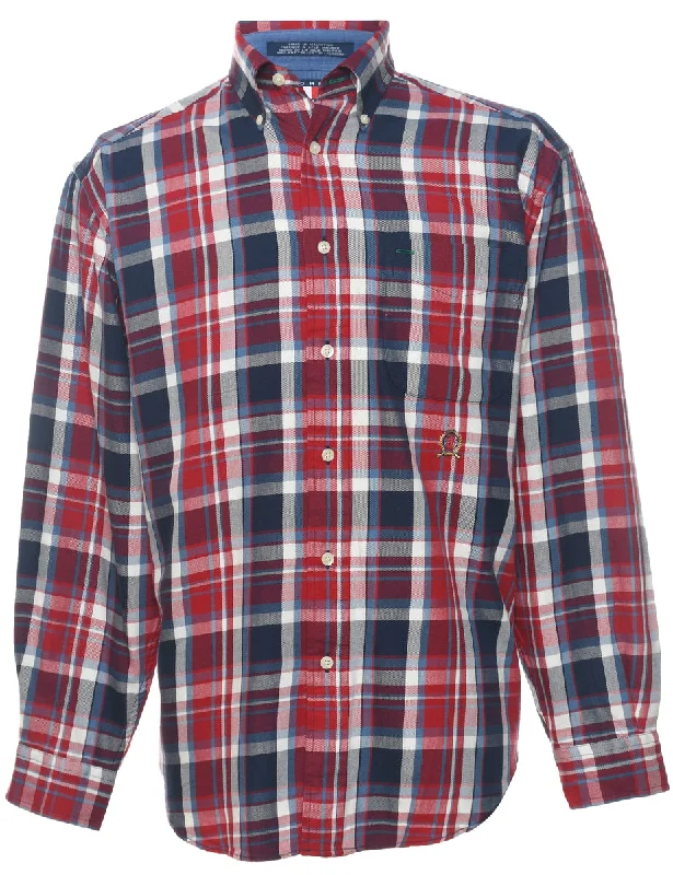 Tommy Hilfiger Navy & Red Flannel Checked Shirt - S